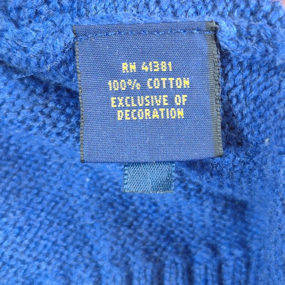 Polo Ralph Lauren 1/4 Zip Sweater Mens Large Blue Cotton Pullover